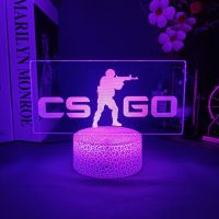 CS GO Game LOGO Night Lamps RGB Counter-Strike 3D Bedside Table Lights Birthday Gifts Bed Room Colorful Atmosphere Decoration