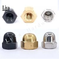 [A TOOL] 2-20ชิ้น DIN1587โอ๊กหมวก NutM4 M5M8M12304หรือทองเหลือง/สีดำ SteelCap ถั่วหมวกครอบคลุม