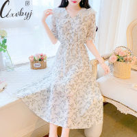 Elegant Women Lace Patchwork A-Line Dress Streetwear er Pan Collar Bodycon Dress Large Size Floral Short Sleeev Party Dress