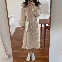 【 WYIN kitchen】 spring casual floral print women nightgown sleepwear 100 cotton nightdress female loose nightgowns night dress homewear L043