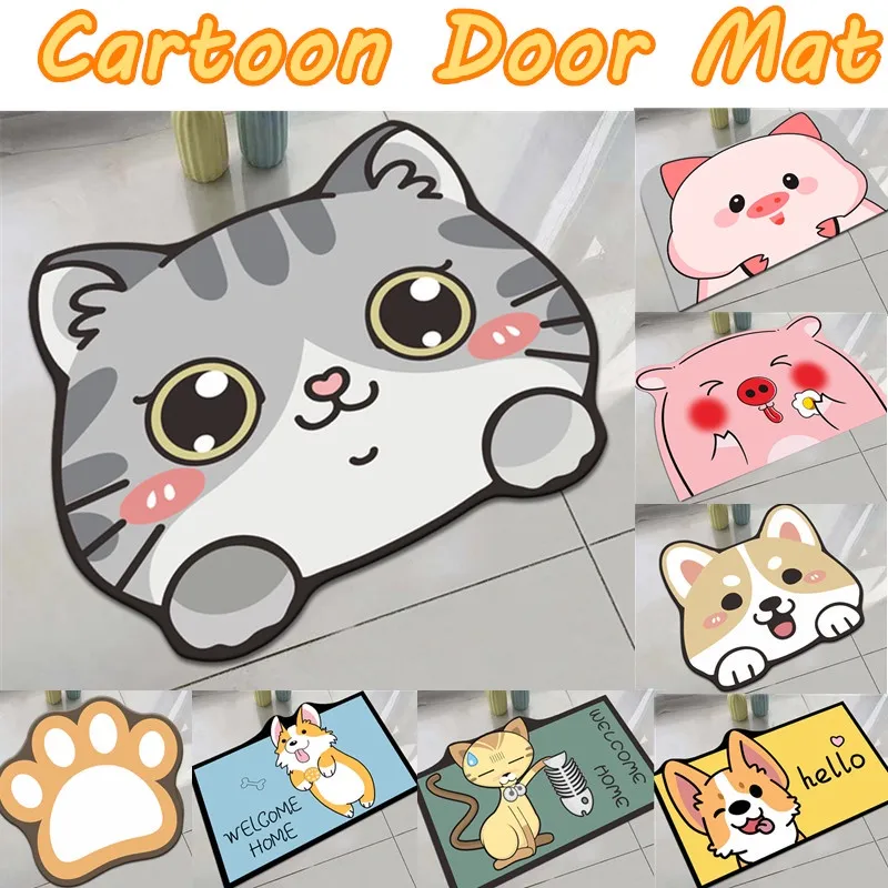 1pc Cute Cartoon Paw Print Pattern Quick-dry Bathroom Mat/floor