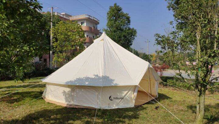 wiman-canvas-bell-tent-เต็นท์กระโจม-ผ้าแคนวาส-สีขาว-กันน้ำร้อย-ระบายอากาศดี-ขนาดใหญ่-3m-4m-5m