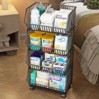 2023New Storage Rack Floor Mobile Rotate Kitchen Vegetable Fruit Basket Bathroom Living Room Sundries Storage Rack Kitchen Organ