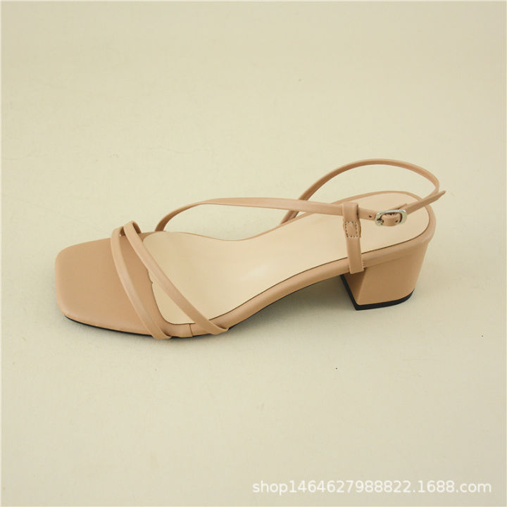 new-style-รองเท้าแตะผู้หญิง-2023-รองเท้าโรมันผูกเชือกหัวเหลี่ยมแบบใหม่รองเท้าแตะส้นหนาสายบางเซ็กซี่ผู้หญิง