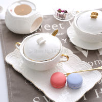 European-style Dessert Bowl Double Ear Bowl Birds Nest Bowl with Lid Sugar Water White Fungus Soup Bowl Porridge Bowl Tableware