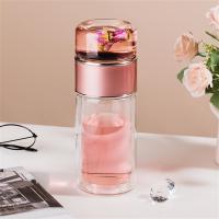 New Double Wall Glass Water Bottle with Tea Infuser Filter Tea Separation Double Wall Glass Bottle Leakproof Water Bottle 300ML