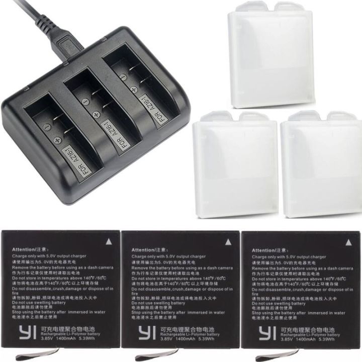 สำหรับ-xiaomi-yi-4k-original-แบตเตอรี่-az16-1-usb-3-way-charger-สำหรับ-xiaomi-yi-action-กล้อง2อุปกรณ์เสริม1400mah-4k-lite-แบตเตอรี่