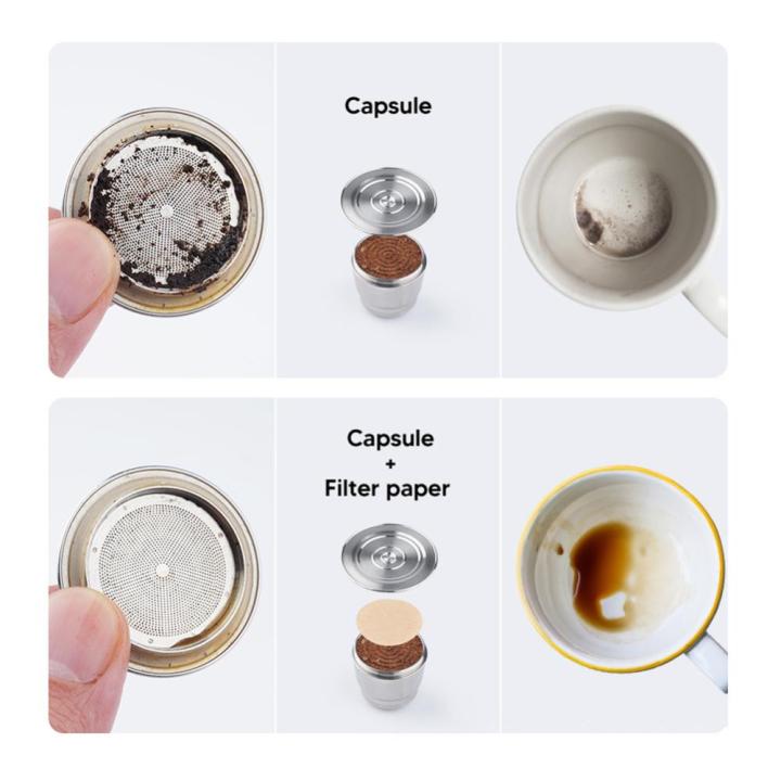 ตัวกรองกระดาษแบบใช้แล้วทิ้งสำหรับกาแฟเนสเปรสโซ่รีฟิลนำกลับมาใช้ซ้ำได้ตัวกรองแคปซูล