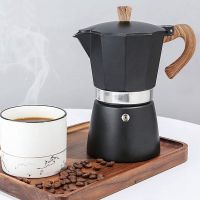 [hot]◆▽㍿  Moka Machine Stovetop Espresso Maker Aluminum Wood Handle Percolator 3/6 Cup 150/300ML Tools