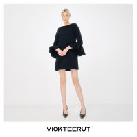 VICKTEERUT (ราคาปกติ 10,500-.) Re-Edition Flounce Sleeve Shift Dress เดรสสั้น เดรสแขนยาว แขนระบาย