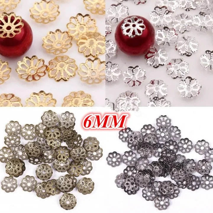 Lots 500pcs 6mm Metal Flower Bead Caps Silver/Gold Plated Jewelry Findings