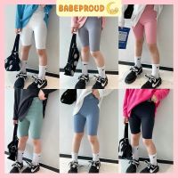 BABEPROUD เลกกิ้งสำหรับเด็ก3-9ปี,กางเกงเลกกิ้งสำหรับเด็กผู้หญิงใส่ในฤดูร้อนกางเกงกีฬาขาสั้นเอวสูงบางๆกางเกงโยคะบาร์บี้