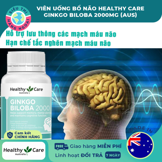 Hcmviên uống bổ não ginkgo biloba healthy care 2000mg hộp 100 viên tăng - ảnh sản phẩm 5