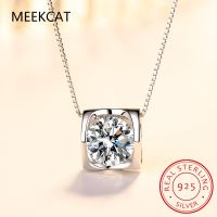 Luxury Certified Moissanite Diamond Classic Round Pendant Necklace For Women 925 Sterling Silver Chain Wedding Jewelry