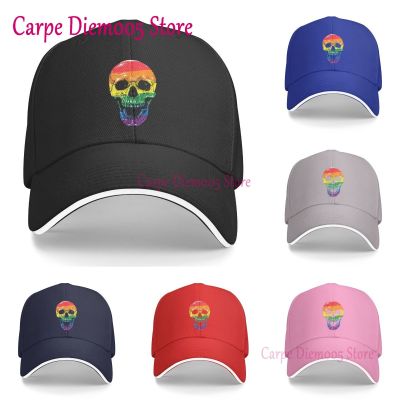 Pride Skull Rainbow Unisex Hats Fashion Adjustable Baseball Cap for Men Women