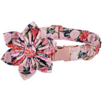 Unique Style Paws Pink Flower Dog Collar Floral Puppy Dog Collar with Bowtie Spring Dog Collar for Large Medium Small Dog