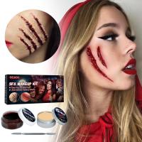 Makeup Kit Scars Wax Halloween Special Effects Stage Fake Wound Wax Makeup Plasma Skin Stipple Fake Wax With Sponge Skin Spatula Wood Set W4V8