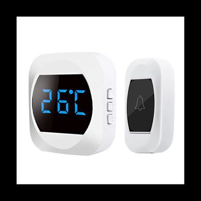 ✣ Wireless Doorbell with Plug in Receiver and Button Transmitter Room Thermometer with Temperature Display US Plug
