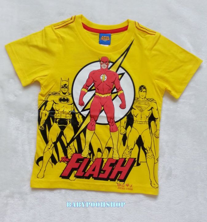 Justice League : เสื้อยืดสกรีนลาย the Flash สีเหลือง (งานช้อป)