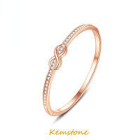 Kemstone โรส/เงินชุบยุโรปและอเมริกาที่เรียบง่ายสร้อยข้อมือลูกบาศก์เซอร์โคเนียกำไลข้อมือสำหรับผู้หญิง