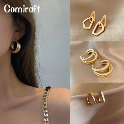 Camiraft ตุ้มหูทอง18K ต่างหูรูปหยดน้ำ1คู่สำหรับธุรกิจผู้หญิงหญิงสาวแบรนด์หรูหราสง่างามน่ารักสไตล์เกาหลีที่ไม่ก่อให้เกิดอาการแพ้ของขวัญวันเกิดคริสต์มาส