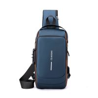 【CW】 Men  39;s Crossbody USB Chest Oxford Anti-theft Shoulder Sling Multifunction Short Messenger Pack