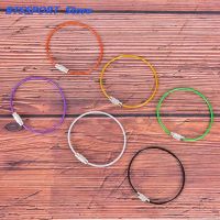 1pc Stainless Steel Wire Keychain Keyring Circle Rope Cable Loop Screw Lock Gadget outdoor camp luggage tag screw lock gadget