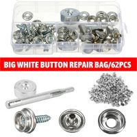 62pcs Stainless Steel Snap Fastener Buttons Screws Studs With Storage Box For Tarpaulin Tent Boat Cover Repair Kit Haberdashery