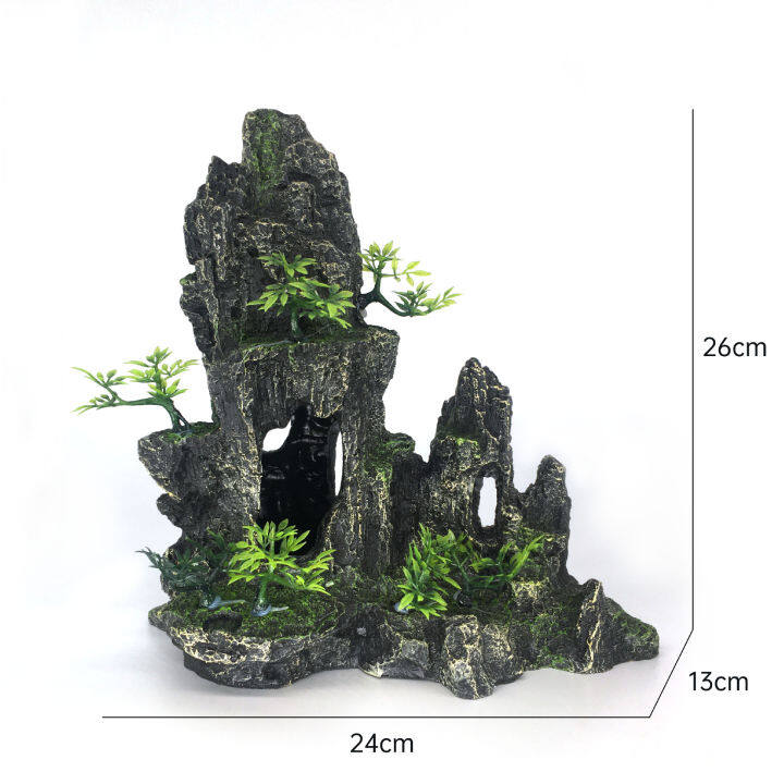 zsheng-แผ่นหินเรซิ่นสำหรับตกแต่งตู้ปลาภูมิทัศน์หินเทียมของประดับทำจากเรซินภูเขา