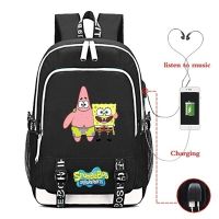 2023 Anime Canvas Waterproof S-Sponges USB Anti-theft Laptop Backpack for Men Student bob School Backpack Teenagers Book bags2023