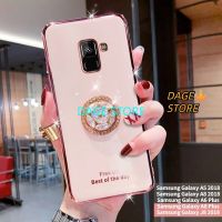 For Samsung Galaxy A5 A8 Plus A6 Plus J8 2018 Electroplated  Phone Case Bling Crystal Holder Cover Soft TPU Back Cover Phone Cases