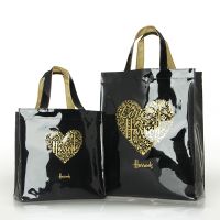 【MAY】 European and American Fashion Black Heart Shopping Bag Square Handbag PVC Waterproof Shoulder Bag Versatile Ladies Bag