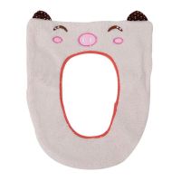 Washable Cartoon Toilet Seat Cover Soft Pad Cloth Lid Top Warmer Mat Bathroom Pink