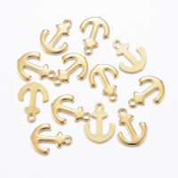 10pc 201 Stainless Steel Charms Anchor Golden 12x9x1mm Hole: 1.2mm