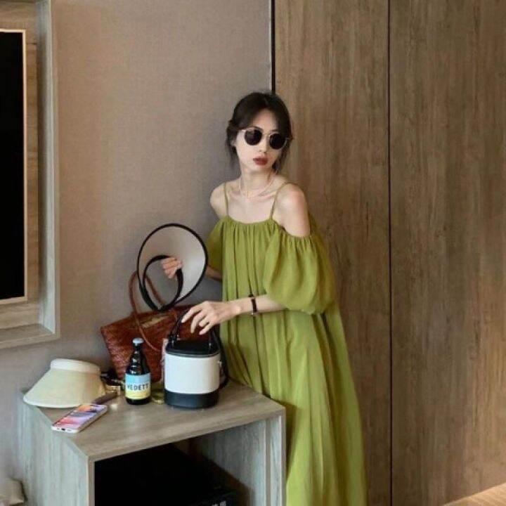 b1ock-ชุดเดรส-เดรสยาว-สไตล์เกาหลี-พัฟแขน-กระโปรงตุ๊กตา-2023-new-style1710