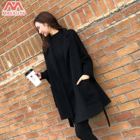 MBeauty Coat For Women Thin Loose Midi T Coat Lace-Up Pocket Plus-Size Coat