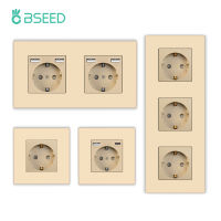 BSEED EU Single Wall Sockets Double 5V 2.1A USB Socket Phone Charge Triple Power Plugs With Plastic Panel Four Frame Outlets-Linqiaoe