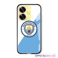 เคสโทรศัพท์มือถือสำหรับ Realme C55เคสโทรศัพท์สโมสรฟุตบอลหรูหราสำหรับเด็กผู้ชายเคสป้ายโลโก้เคสป้องกันกระจกเทมเปอร์โทรศัพท์ฝาหลังกันกระแทก