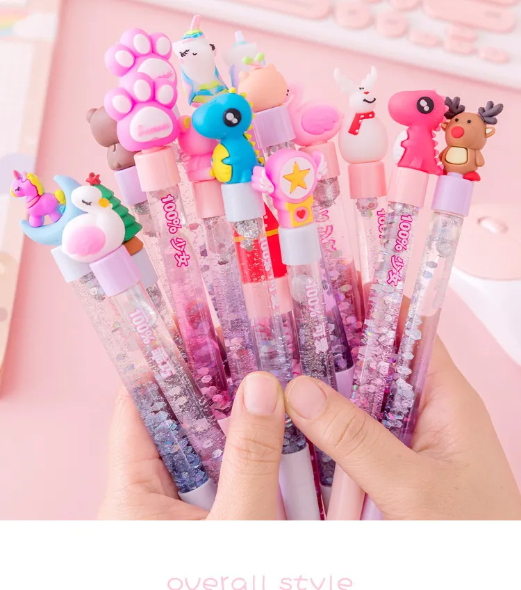 Cute Cartoon Shape Pen Creative Crystal Glitter Quicksand Pen