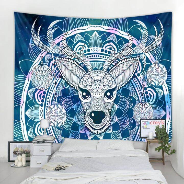 cute-fawn-tapestry-christmas-reindeer-wall-hanging-bohemian-bedspread-blanket-dorm-home-decor-mantas-mandalas