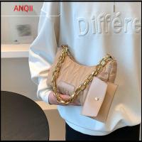 ANQII มีซิปและโซ่ กระเป๋า Crossbody สีทึบทึบ กระเป๋าสะพายไหล่แบบสั้น แฟชั่นสำหรับผู้หญิง กระเป๋าคลัทช์ ผู้หญิงผู้หญิงผู้หญิง