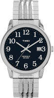 Timex Mens Easy Reader 35mm Perfect Fit Watch Silver-Tone/Blue