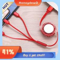 HONEYDEWD หรูหรา แบบพกพา อเนกประสงค์ หลากสี สายชาร์จเร็ว สากล สาย USB 3 in 1 หดได้