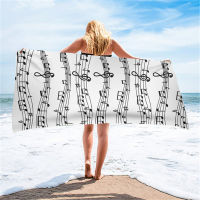 Upetstory Soft Beach Towel Music Note Design Microfiber Bath Towel for Adults Art Style Rectangle Shower Towel Custom Toalla