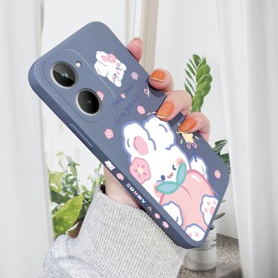 Case for Realme 10 4G Pro Plus 9i 9 8 8i 7 7i 5 5i 5S 6 6i C17 5G Liquid Silicone Cute Cartoon Rabbit Phone Cover Funda Coque