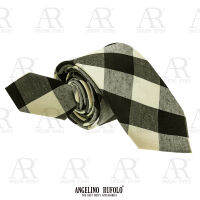 ANGELINO RUFOLO Necktie(NTS-กฟ.014) เนคไทผ้าไหมผสมคอตตอนคุณภาพเยี่ยม ดีไซน์ Checkered สีน้ำเงิน/สีกากี/สีชมพู