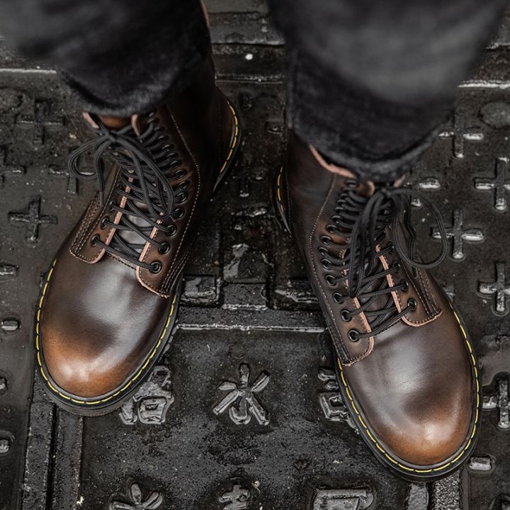 พร้อมสต็อกดร-martens-นิวอิงแลนด์14หลุมคลาสสิกมาร์ตินรองเท้าหนังสูงด้านบนรองเท้ากลางแจ้งรองเท้าทหารรองเท้ารถจักรยานยนต์-myou