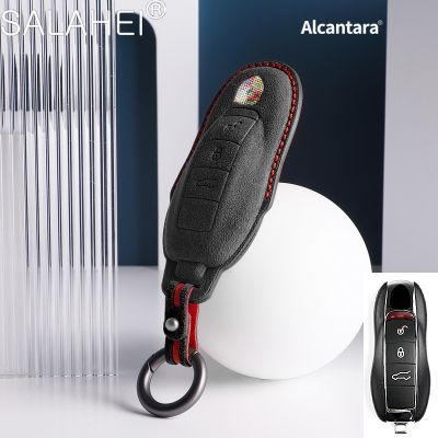 เคสกุญแจรถยนต์ฝาครอบ Alcantara สำหรับพอร์ช Panamera Spyder Carrera Macan Cayman 911 970 981อุปกรณ์พวงกุญแจ991