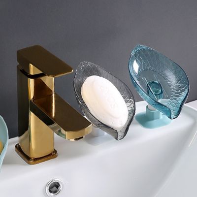 Punch-free Wall-mounted Soap Box Bathroom Soap Dish New Leaf-shaped Suction Cup Drain Soap Box Soap Rack Bathroom Accessories