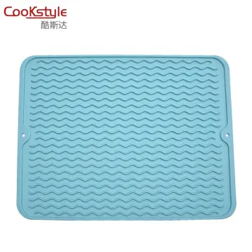 Rectangle Silicone Drain Mat Drying Dishes Pad Heat Resistant Slip Proof  Tray(grey)